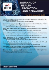 Image of Journal of Health Promotion and Behavior vol 3 no.2 (2018)